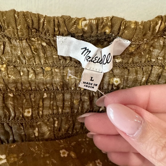 Madewell Rosalie Tie-Strap Top in Olive Green size L - Picture 3 of 4